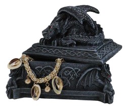 Medieval Dragon On Celtic Knotwork Hero&#39;s Cathedric Tomb Trinket Jewelry Box - £20.72 GBP