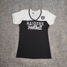 Raiders Shirt Women Med Black White Lace Top NFL Team Apparel Feminine Tee - £7.16 GBP