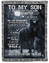 Wolf Fleece Blanket For Son From Mom Dad Custom Meanging Quote Blanket Xmas Gift - $35.79+