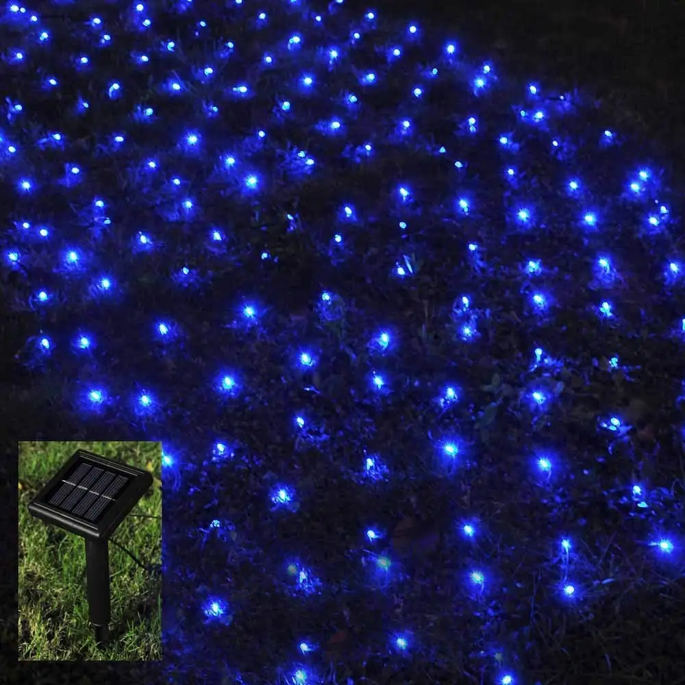 Solar powered 3X2M 204 LED Net  String Light Gar Outdoor Garden Christmas Weddin - £94.86 GBP