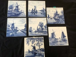 Antique set of DELFT ceramic tiles with typical DUTCH scenes. Marked back - £206.10 GBP