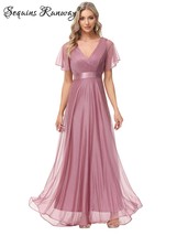  Pink  Maxi Sequin Summer Dress Women 2023 backless Long Bridesmaid evening Prom - £96.24 GBP