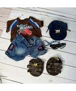 Build a Bear Baseball Outfit Set: T-Shirt Denim Shorts Sandals Cap &amp; Sun... - $25.93