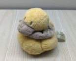 Dimpel plush duck baby yellow gray neck scarf gingham check underside Be... - $19.79