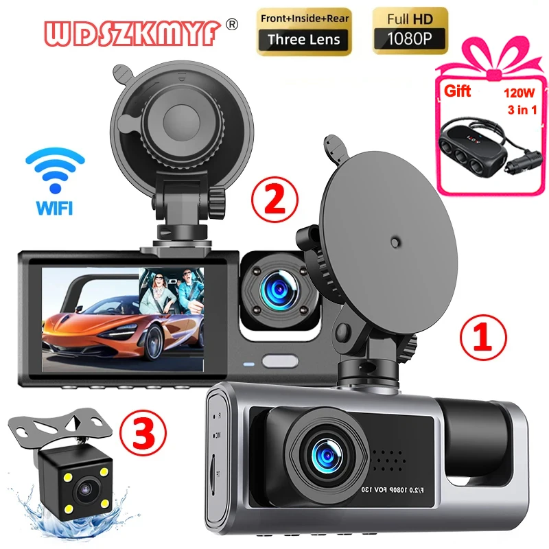 3 Lens Car Dvr WIFI Dash Cam for Cars 1080P Camera for Vehicle Recorder Video - £33.20 GBP+