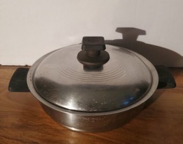 Vintage Rena Ware 7 1/4 inch 3 Ply 18-8 Stainless Skillet Pan with Lid USA - £27.25 GBP