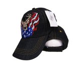USA American Deer Buck Hunting Flaming Flag Wings Embroidered Cap Hat Multi - $9.89