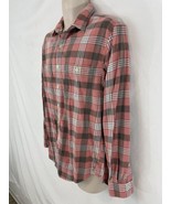 J Crew Mens M Pink Scotch Plaid Boho Grunge Cotton Flannel Shirt - $14.85