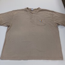 Carhartt K84DES 3-Button Men's 2XL Brown Cotton Henley Shirt Short Sleeve Pocket image 14