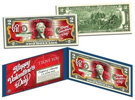 HAPPY VALENTINE&#39;S DAY Keepsake Gift Colorized $2 Bill US Legal Tender *R... - £11.17 GBP