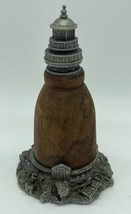 Unique Wood &amp; Pewter Lighthouse 4.5”  No Markings Unusual Heavy Nautical... - $18.69