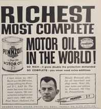 1961 Print Ad Pennzoil Motor Oil Richest Most Complete in the World Oil ... - £11.34 GBP