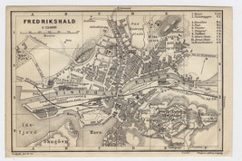 1903 ORIGINAL ANTIQUE CITY MAP OF FREDRIKSHALD / HALDEN / NORWAY - $28.52