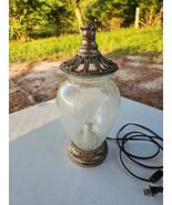 Vintage Crackle Textured Glass Table Lamp Light Shade/Vase 14" MCM Decor - $44.55