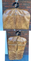 Vintage American Tourister Garment Suit Bag Faux Leather Brown Hangers C... - $27.55