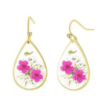 Pressed flower earrings Handmade Wildflower Earrings for Women Trendy Dr... - £29.07 GBP