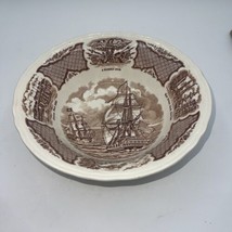 Fair Winds Brown Vegetable Bowl Alfred Meakin USS Macedonia Raider Round 8.5” - $15.84