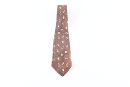 Vintage 40s 50s Rockabilly Distressed Silk Lucky Charm Neck Tie Dress Tie USA - £19.43 GBP