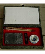 Nice Gently Used Chinese Calligraphy Set, Silk Covered Box, EXC COND - $40.73 CAD