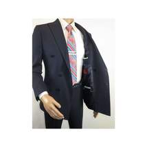 Men Suit BERLUSCONI Turkey 100% Italian Wool 180's Double Breasted #Ber32 Navy image 6