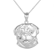 925 Sterling Silver Pug Head Pendant Necklace - £26.74 GBP+