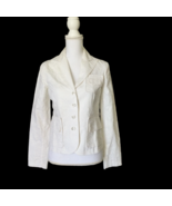 D Studio Floral Embroidered Design Cotton Blazer Size 4 Off White Vintag... - $42.92