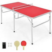 60 Inch Portable Tennis Ping Pong Folding Table with Accessories-Red - Color: R - £136.99 GBP