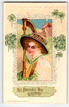 St Patrick&#39;s Day Postcard John Winsch Schmucker Lovely Irish Lady Harp Germany - $40.50