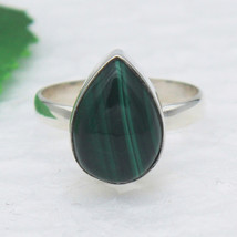 925 Sterling Silver Malachite Ring Handmade Gemstone Jewelry Gift For Her - £23.16 GBP