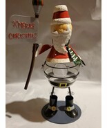 VINTAGE SANTA CLAUSE VOTIVE CANDLEHOLDER METAL AND GLASS 13ins 1990&#39;S - $32.55 CAD