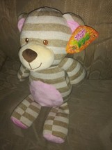 Kellytoy Sugar Loaf Toys Teddy Bear Plush 18&quot; NWT Striped Beige Pink Beanbag... - £14.73 GBP