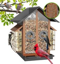 2-in-1 Metal Bird Feeder with Double Suet Cage - Perfect for Finch &amp; Car... - $89.05