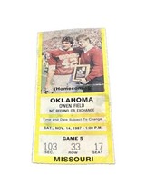 1987 Oklahoma Sooners Vs Missouri Tigers Football Ticket Stub 11/14/1987 - £15.80 GBP