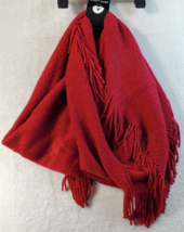 Infinity Scarf Wraps Shawl Womens One Size Red Acrylic Fringe Winter Season - £12.44 GBP