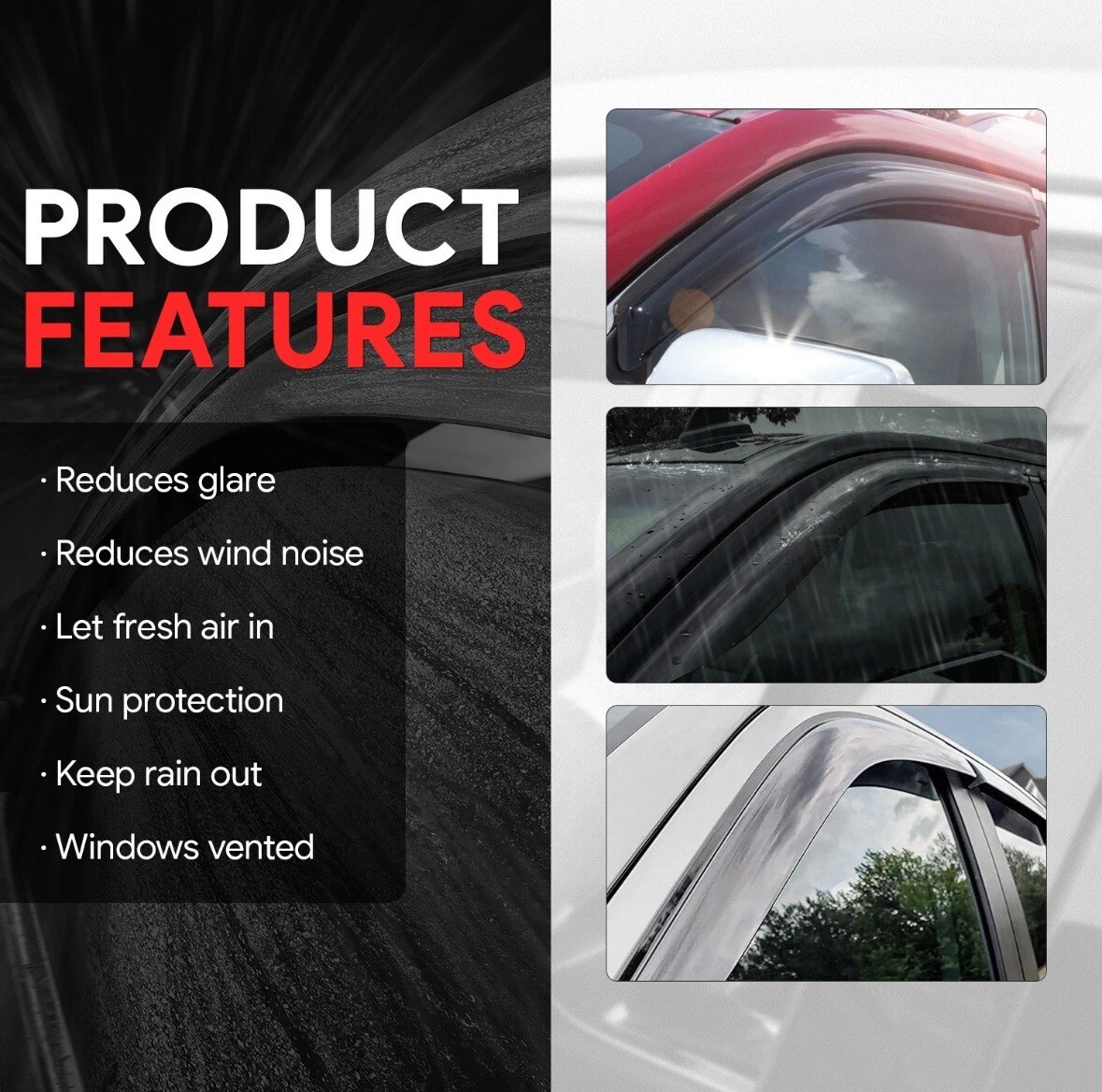 For 1996-2002 Toyota 4Runner Tape-On Window Visors Sun Deflector Rain Guards Item image 4
