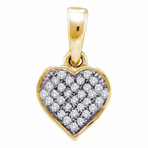 Yellow-tone Sterling Silver Womens Round Diamond Heart Pendant 1/10 Cttw - £71.09 GBP
