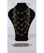 Chico&#39;s Layered Multi Strand Metal Chain Lnk Rhinestone Long Statement N... - $79.54 CAD