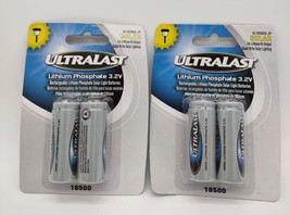 ULTRALAST 18500 Rechargeable LiFePO4 Batteries, 3.2V 1000mAh, 4-Pack (2 Batteri - £18.97 GBP