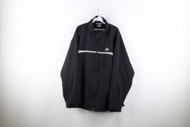 Vintage 90s Adidas Mens XL Distressed Spell Out Lined Windbreaker Jacket Black - £38.88 GBP