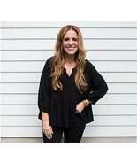 Rachel Hollis Ltd Boho Peplum Top Black X-Large - $13.02 CAD