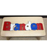 Carved and Hand Painted 12&quot; Wooden Step Stool  Brandon - $46.74