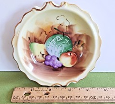 Enesco 4 1/2&quot; Trinket Dish Plate Handpainted Fruit Gold Trimmed Edge E13... - $8.90