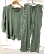 Nice LL Bean S Soft Organic Cotton Non Shrink Stretchy Sage Green Pajama... - $830.93 MXN