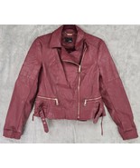 Ana A New Approach Jacket Womens Medium Burgundy Faux Leather Retro Moto... - £24.44 GBP