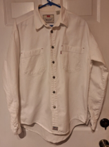 Levis Denim White LS Shirt Mens  Sz M Metal Button Up  90s Red Tab Western - $26.19