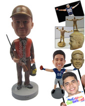 Personalized Bobblehead Male Hunter Wearing Vintage Hunting Outfit With A Riffle - $91.00