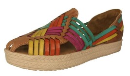 Womens Authentic Mexican Huaraches Sandal Slip On Platform Rainbow #106P - $34.95 Womens Authentic Mexican Huaraches Sandal Slip On Platform Rainbow #106P - $34.95