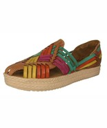 Womens Authentic Mexican Huaraches Sandal Slip On Platform Rainbow #106P - $34.95