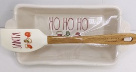 Rectangular Casserole/Bowl with Wood Spoon RAE DUNN HO HO HO Santa New - £17.51 GBP