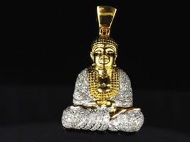 Diamond Meditation Buddha Pendant Charm In 10K Yellow Gold Finish (2.00 ct) - £104.03 GBP
